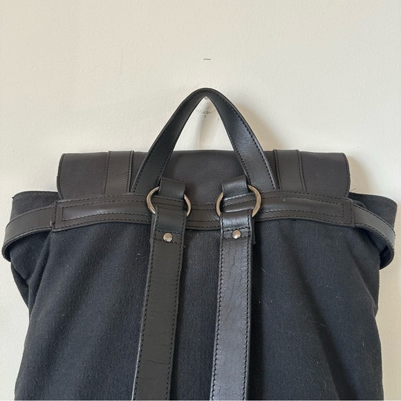 Still Nordic Jalen Large Canvas/Leather Backpack Laptop Bag in Black Unisex - Picture 9 of 15